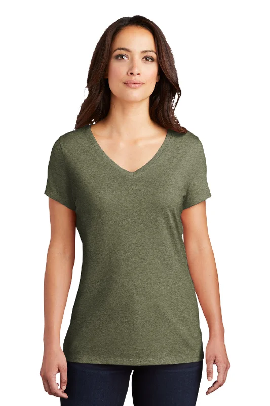 burnt orange lightweight t-shirts summer -District Womens Perfect Tri Short Sleeve V-Neck T-Shirt - Military Green Frost