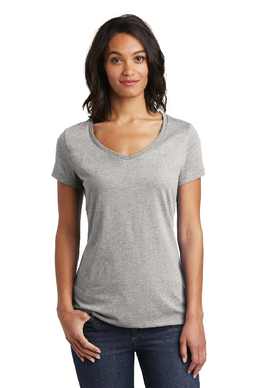 indigo cropped t-shirts chic -District Womens Very Important Short Sleeve V-Neck T-Shirt - Heather Light Grey