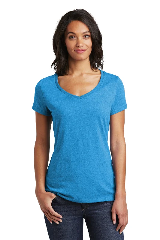 peach henley t-shirts smart -District Womens Very Important Short Sleeve V-Neck T-Shirt - Heather Bright Turquoise Blue - Closeout