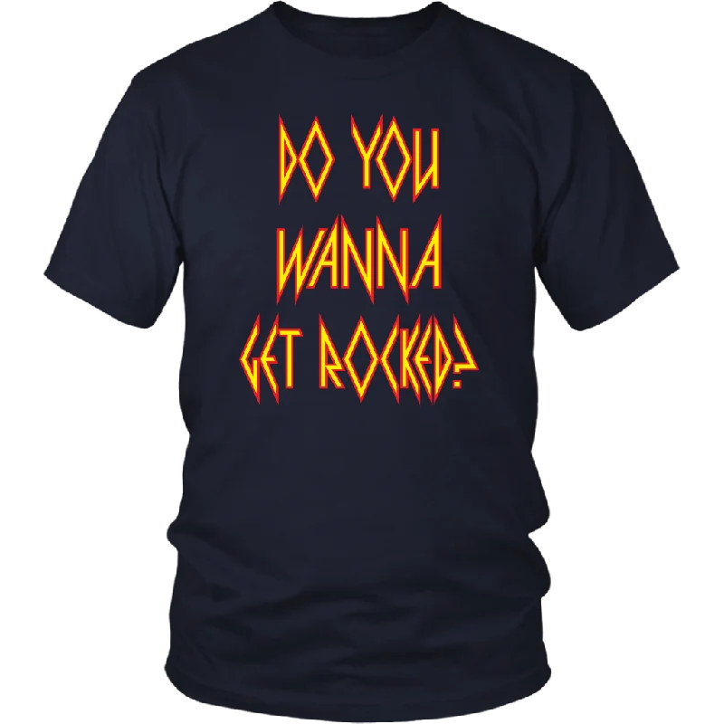 heather grey performance t-shirts for gym -DO YOU WANNA GET ROCKED? Def Leppard Unisex T-Shirt