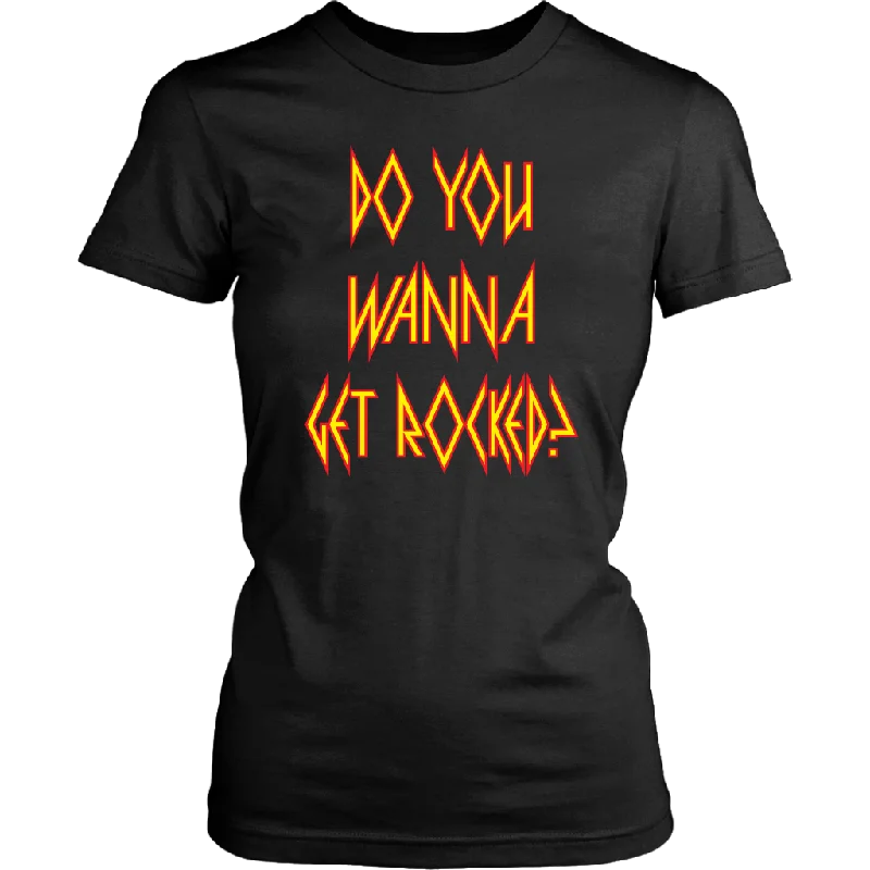 coral henley t-shirts smart -DO YOU WANNA GET ROCKED? Def Leppard Women's T-Shirt