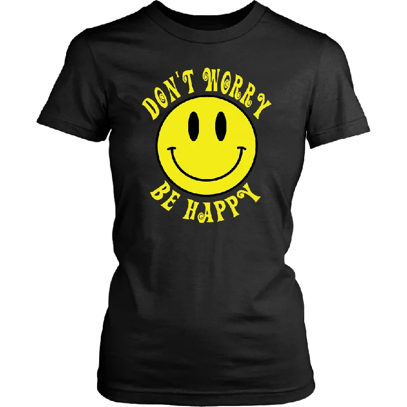 taupe graphic t-shirts trendy -DON'T WORRY BE HAPPY Smile Face Women's T-Shirt