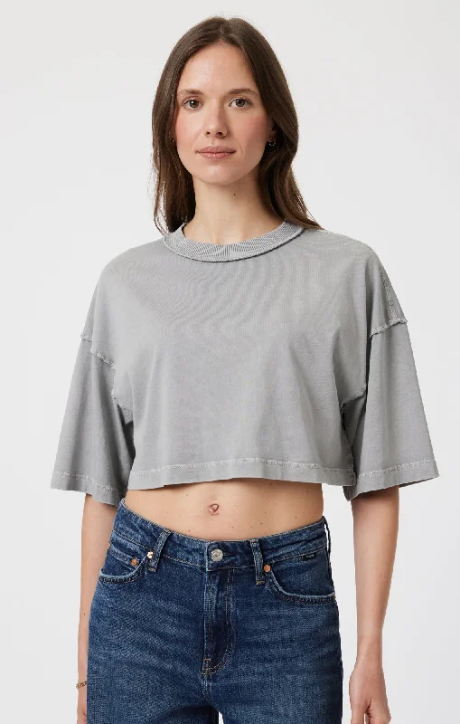 indigo abstract art t-shirts creative -DROP SHOULDER CROPPED T-SHIRT IN MONUMENT