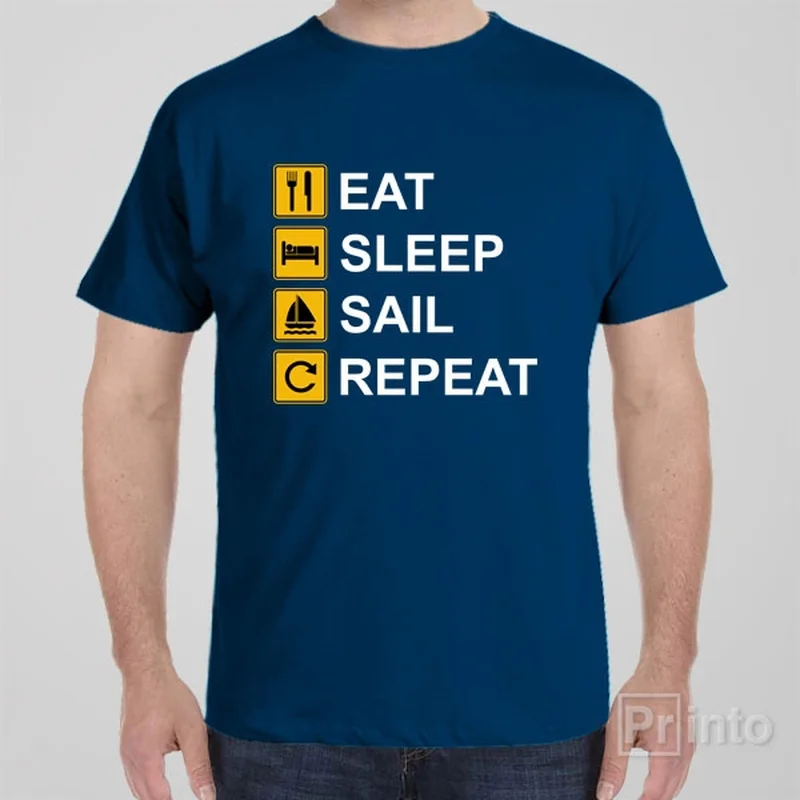 taupe minimalist t-shirts for men -Eat Sleep Sail Repeat - T-shirt