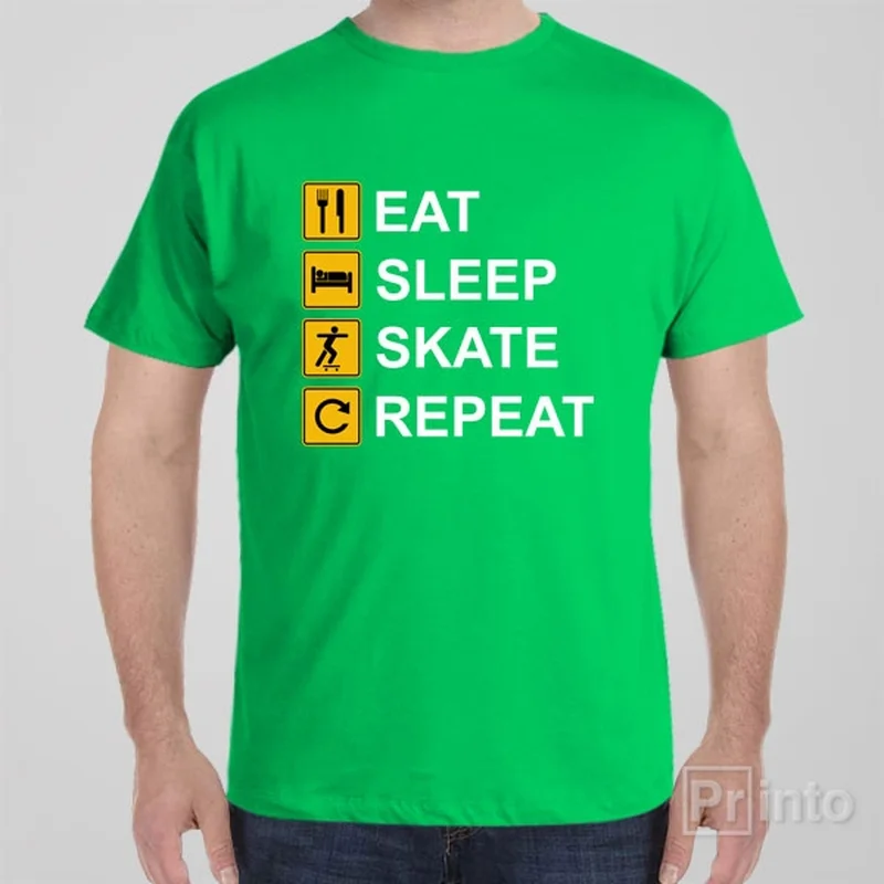 indigo festival t-shirts trendy -Eat Sleep Skate Repeat - T-shirt