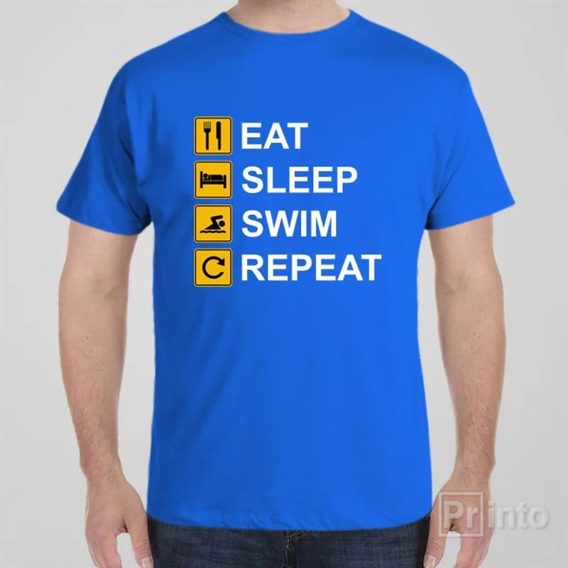 soft beige graphic t-shirts vibrant -Eat Sleep Swim Repeat - T-shirt