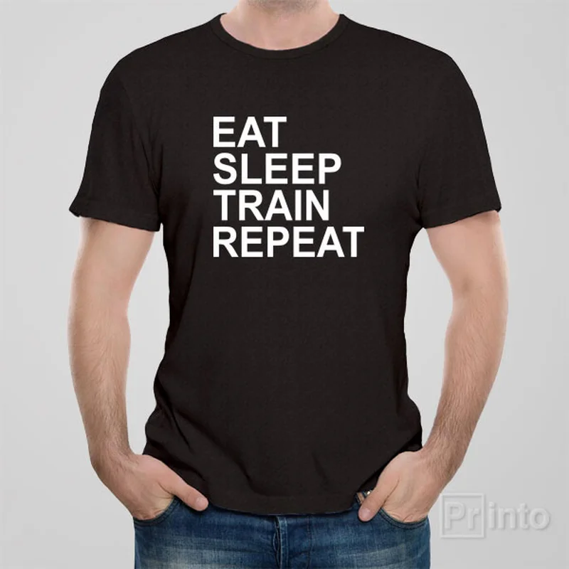 peach slogan t-shirts funny -Eat. Sleep. Train. Repeat. - T-shirt