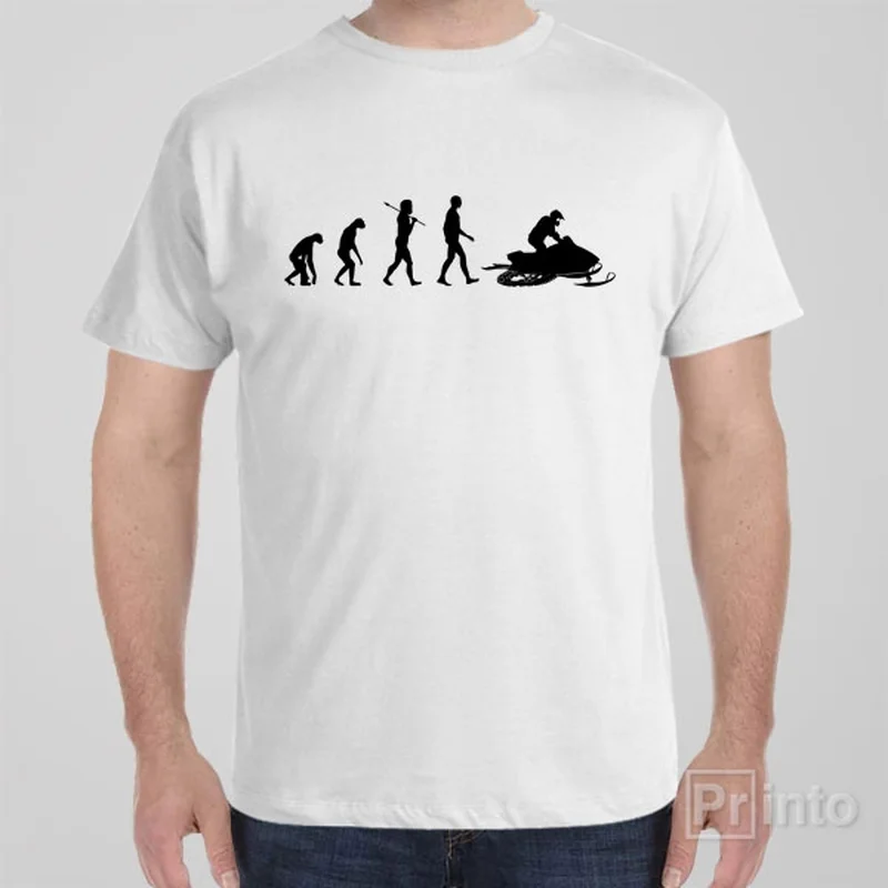 khaki lightweight t-shirts summer -Evolution of snowmobile - T-shirt