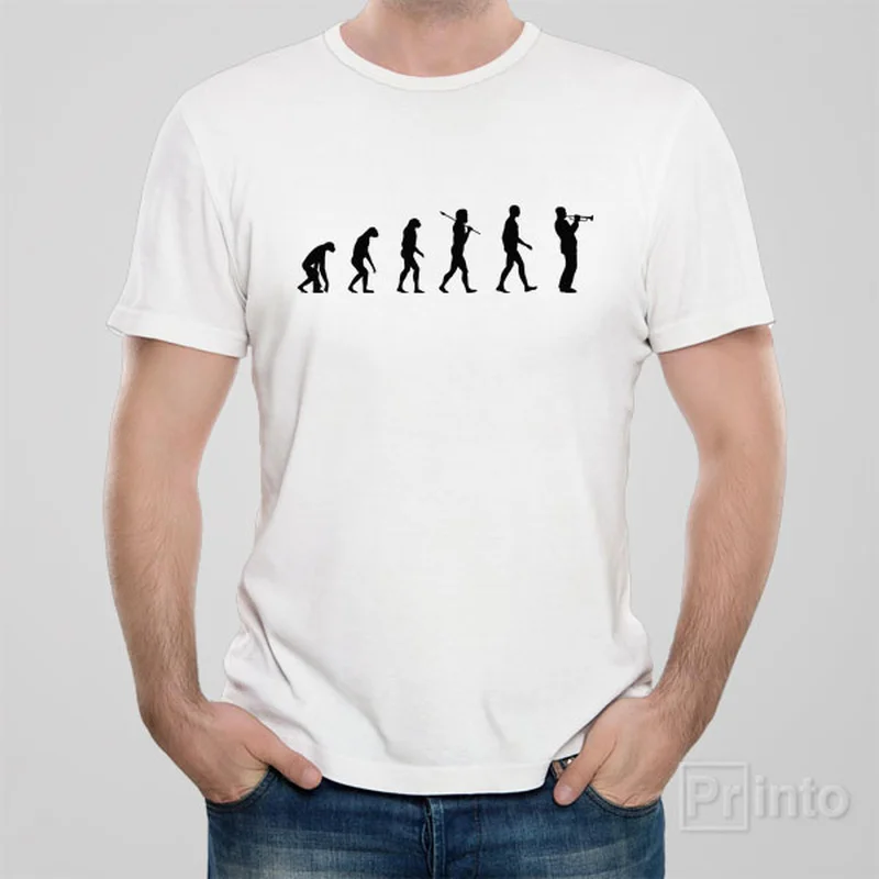 khaki oversized t-shirts relaxed -Evolution of trumpet player T-shirt