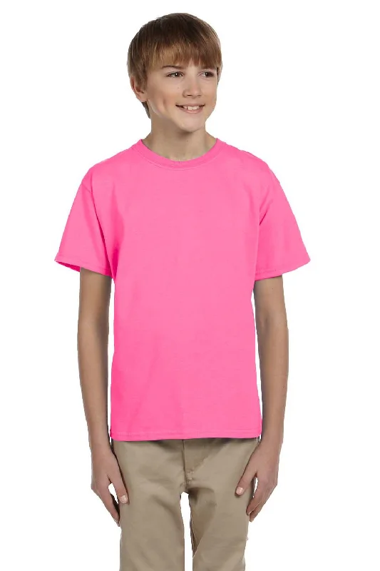 lilac pocket t-shirts versatile -Fruit Of The Loom Youth HD Jersey Short Sleeve Crewneck T-Shirt - Neon Pink