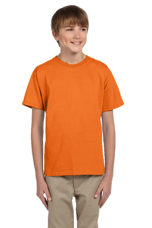 lilac ribbed t-shirts textured -Fruit Of The Loom Youth HD Jersey Short Sleeve Crewneck T-Shirt - Safety Orange