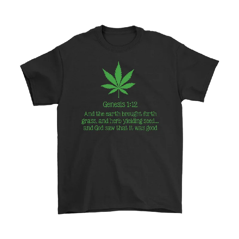 sage green festival t-shirts stylish -Genesis 1:12 Weed is Good Men's and Women's T-Shirts, Tanks and Hoodies