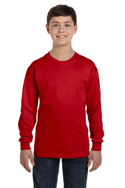 lilac graphic t-shirts vibrant -Gildan Youth Long Sleeve Crewneck T-Shirt - Red