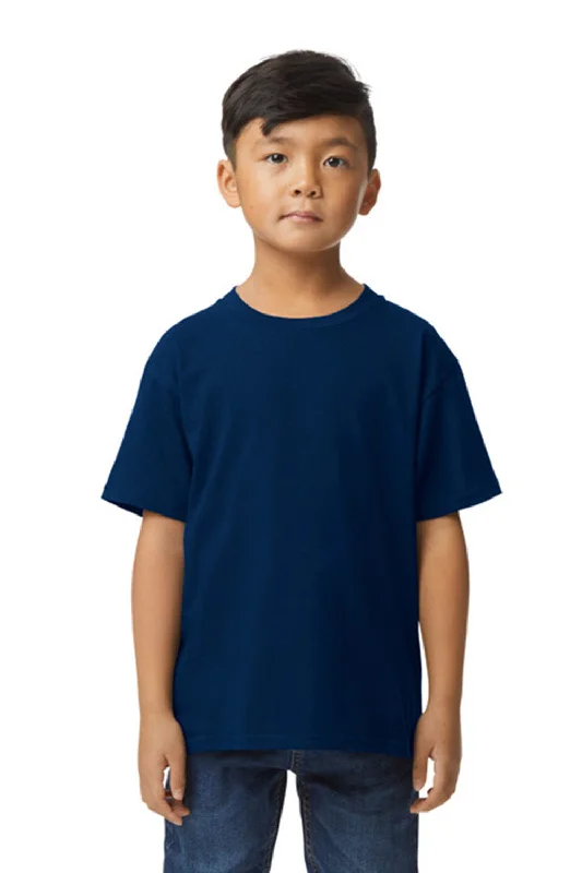 heather grey performance t-shirts for gym -Gildan Youth Softstyle Short Sleeve Crewneck T-Shirt - Navy Blue