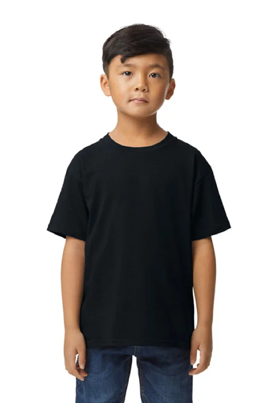 coral cropped t-shirts chic -Gildan Youth Softstyle Short Sleeve Crewneck T-Shirt - Pitch Black