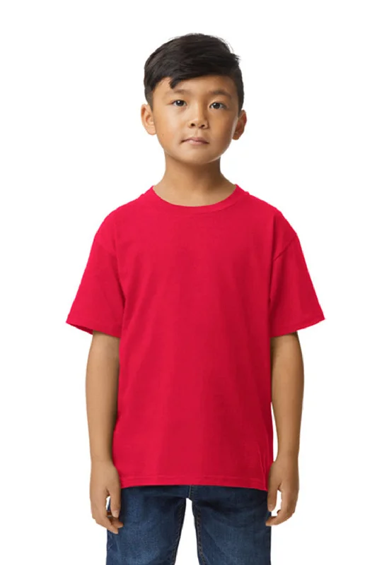 olive slim fit t-shirts sleek -Gildan Youth Softstyle Short Sleeve Crewneck T-Shirt - Red