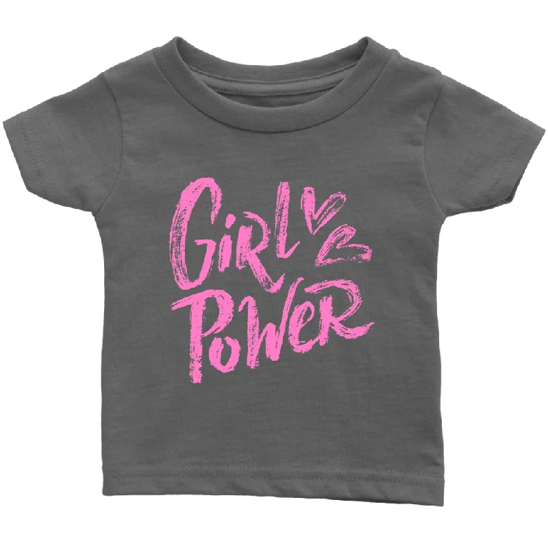 coral slim fit t-shirts sleek -GIRL POWER Snap Infant T-Shirt