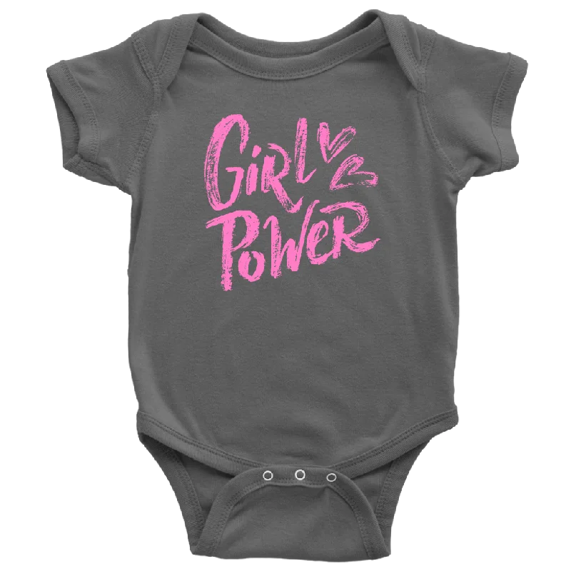 teal cropped t-shirts chic -GIRL POWER Snap One Piece BABY BODYSUIT