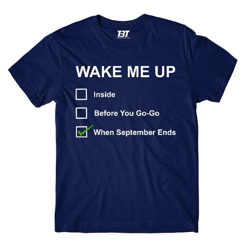 indigo graphic t-shirts vibrant -Green Day T shirt - Wake Me Up When September Ends