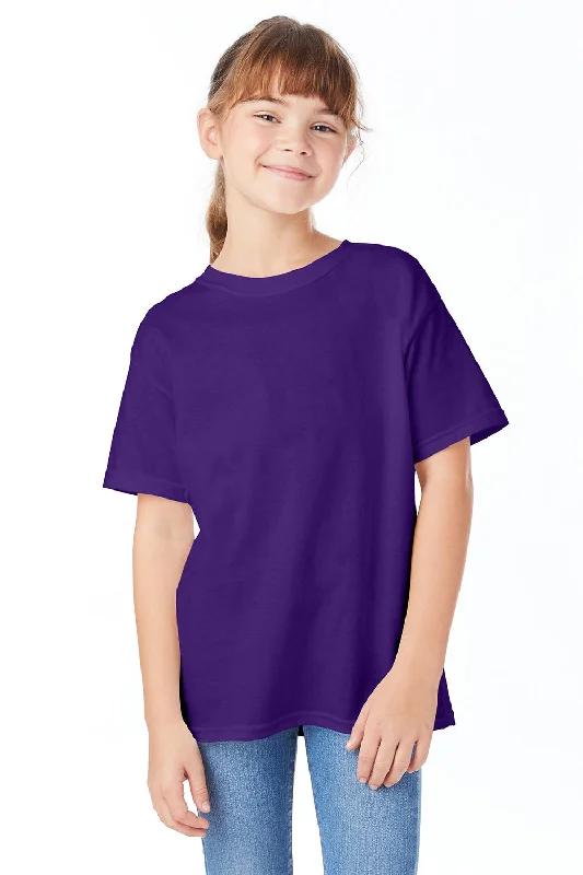 burnt orange quote t-shirts witty -Hanes Youth ComfortSoft Short Sleeve Crewneck T-Shirt - Athletic Purple