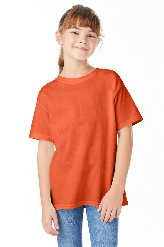 burnt orange floral t-shirts boho -Hanes Youth ComfortSoft Short Sleeve Crewneck T-Shirt - Texas Orange