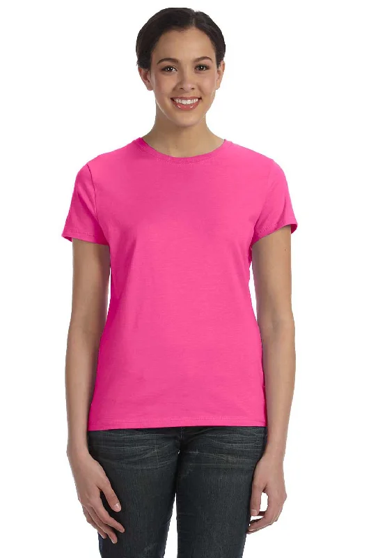 sage green slogan t-shirts bold -Hanes Womens Nano-T Short Sleeve Crewneck T-Shirt - Wow Pink - Closeout