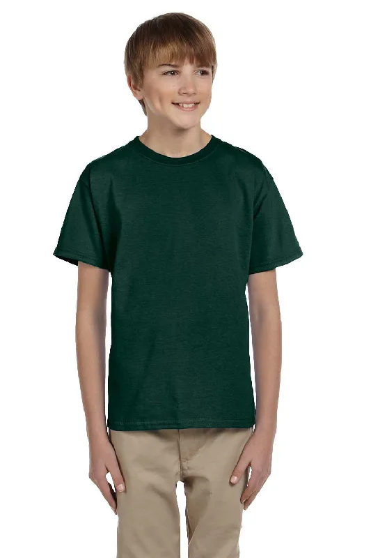 teal long sleeve t-shirts cozy -Hanes Youth EcoSmart Short Sleeve Crewneck T-Shirt - Deep Forest Green