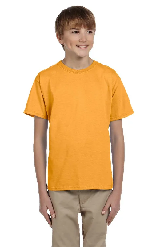 coral tie-front t-shirts cute -Hanes Youth EcoSmart Short Sleeve Crewneck T-Shirt - Gold