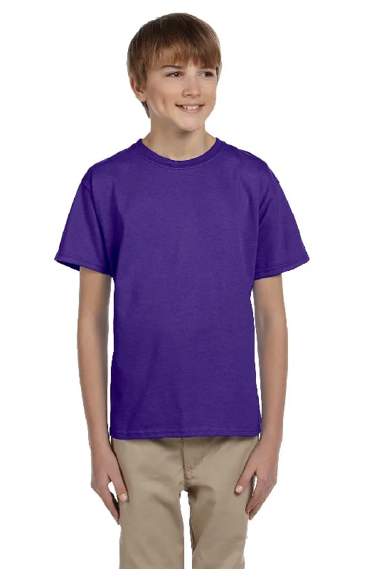 indigo tie-front t-shirts cute -Hanes Youth EcoSmart Short Sleeve Crewneck T-Shirt - Purple