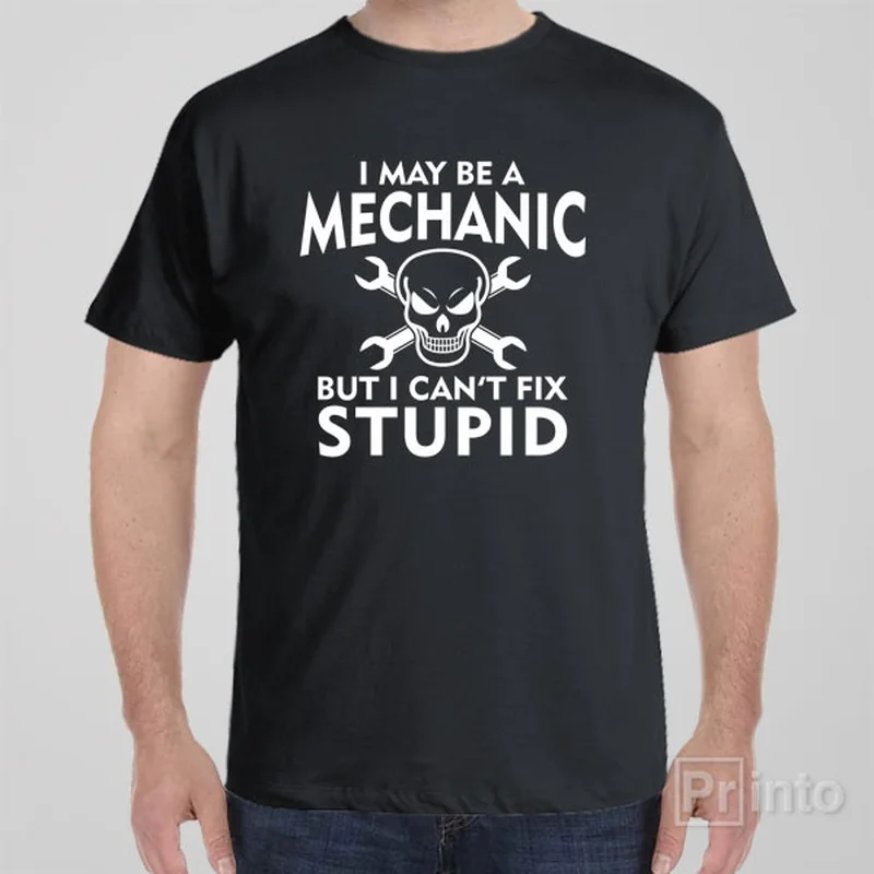 burnt orange tie-front t-shirts cute -I may be a mechanic but I can't fix stupid - T-shirt