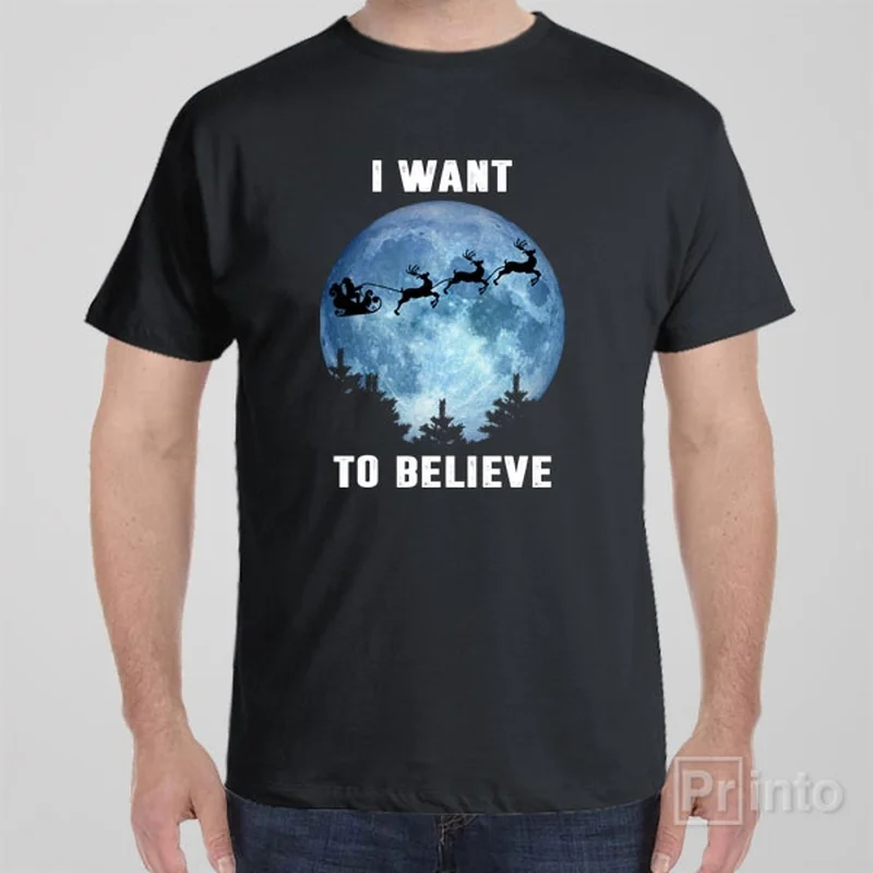 coral slim fit t-shirts sleek -I want to believe in Santa - T-shirt