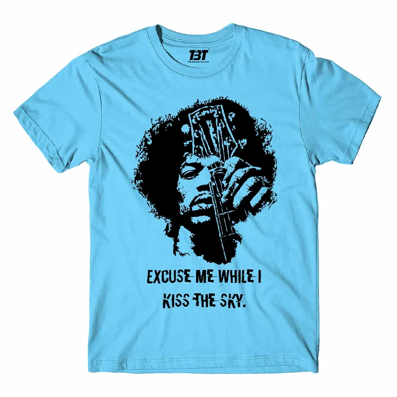 taupe longline t-shirts modern -Jimi Hendrix T shirt - Kiss The Sky