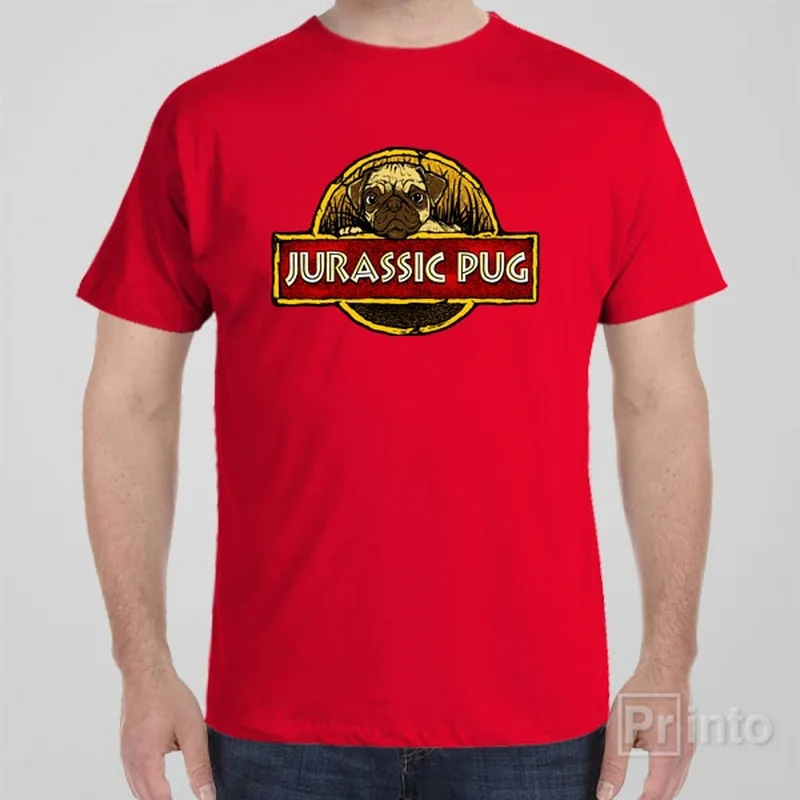 coral floral t-shirts boho -Jurassic pug - T-shirt