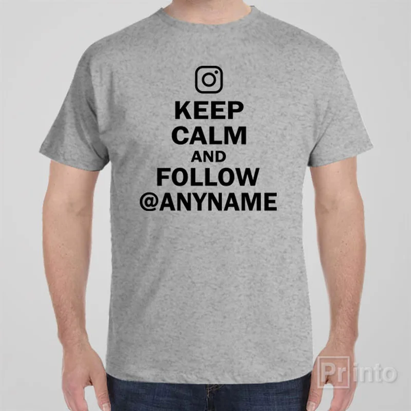 lilac eco cotton t-shirts green -Keep calm and follow Instagram - T-shirt