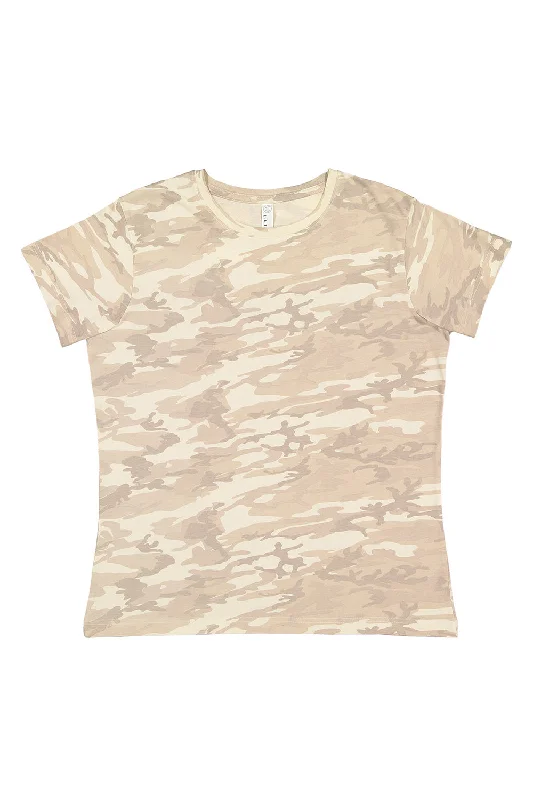 olive slim fit t-shirts sleek -LAT Womens Fine Jersey Short Sleeve Crewneck T-Shirt - Natural Camo