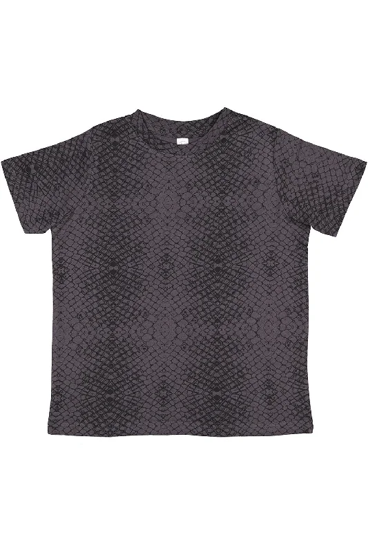 peach ribbed t-shirts textured -LAT Youth Fine Jersey Short Sleeve Crewneck T-Shirt - Black Reptile