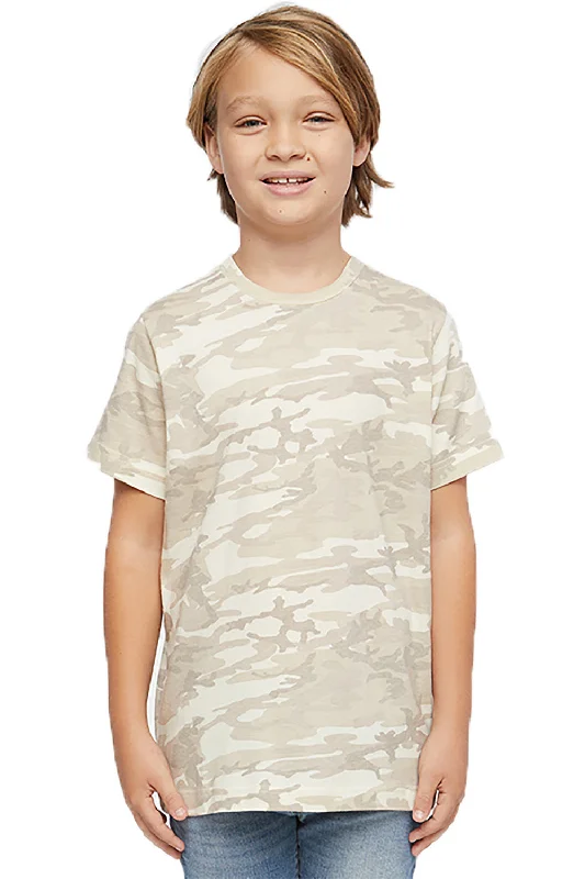 burnt orange striped t-shirts preppy -LAT Youth Fine Jersey Short Sleeve Crewneck T-Shirt - Natural Camo