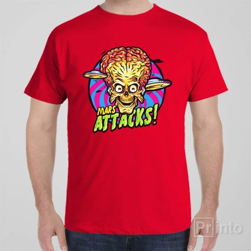 maroon longline t-shirts modern -Mars attacks - T-shirt