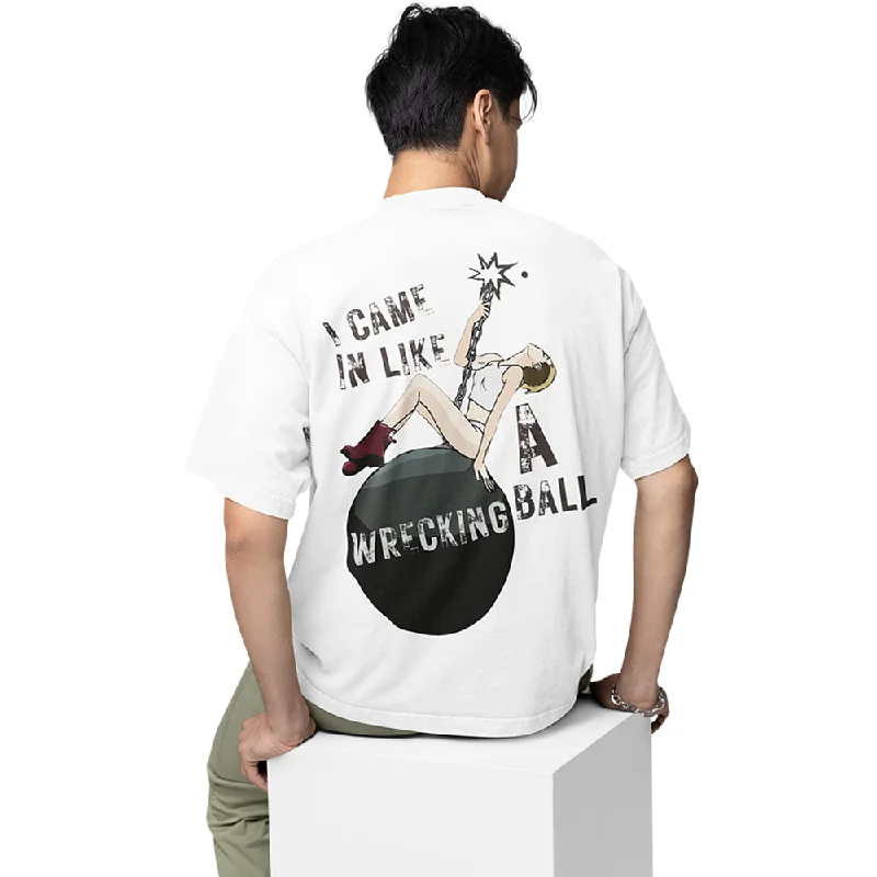 taupe henley t-shirts smart -Miley Cyrus Oversized T shirt - Wrecking Ball