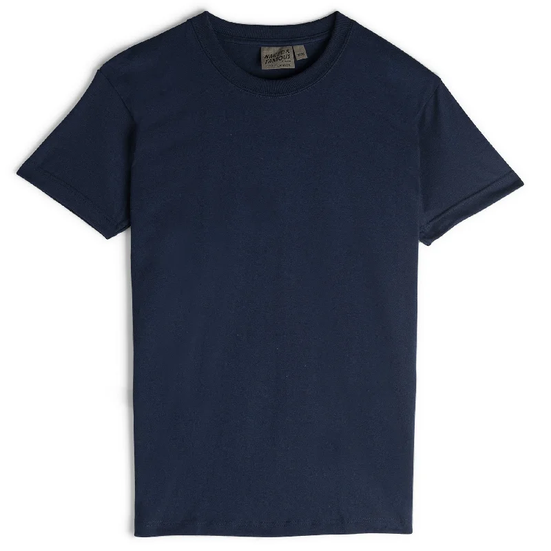 peach crew neck t-shirts basic -Circular Knit T-Shirt - Solid Navy