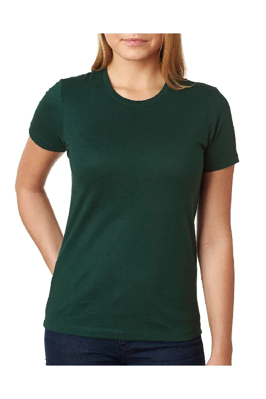 burnt orange pocket t-shirts casual -Next Level Womens Boyfriend Fine Jersey Short Sleeve Crewneck T-Shirt - Forest Green