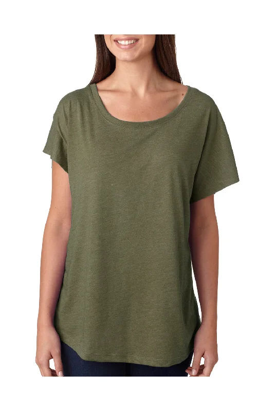 navy blue graphic t-shirts vibrant -Next Level Womens Dolman Jersey Short Sleeve Scoop Neck T-Shirt - Military Green - Closeout