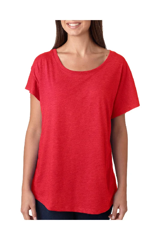 olive cropped t-shirts chic -Next Level Womens Dolman Jersey Short Sleeve Scoop Neck T-Shirt - Vintage Red - Closeout