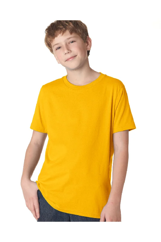 khaki graphic t-shirts trendy -Next Level Youth Fine Jersey Short Sleeve Crewneck T-Shirt - Gold