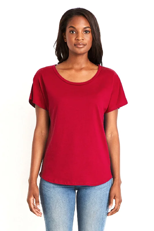 heather grey cropped t-shirts chic -Next Level Womens Ideal Dolman Short Sleeve Crewneck T-Shirt - Red - Closeout