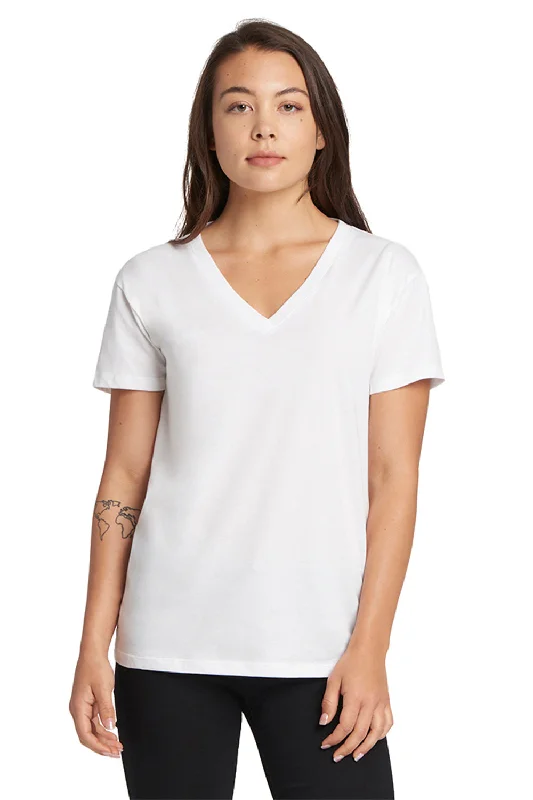 lilac eco cotton t-shirts green -Next Level Womens Relaxed Short Sleeve V-Neck T-Shirt - White