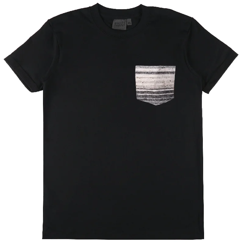 olive slim fit t-shirts sleek -Pocket Tee - Black + Heavyweight Stripe Grey