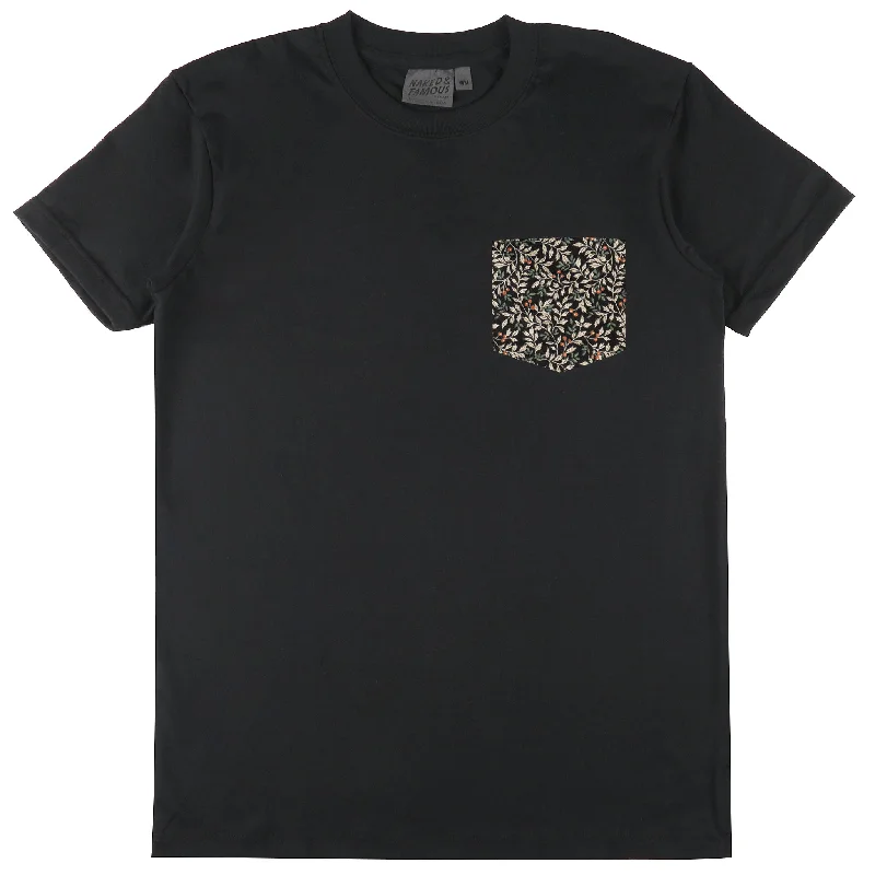 heather grey muscle fit t-shirts sleek -Pocket Tee - Black - Nuts And Berries