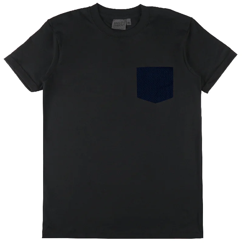 coral abstract t-shirts artsy -Pocket Tee - Black - Sashiko Double Gauze