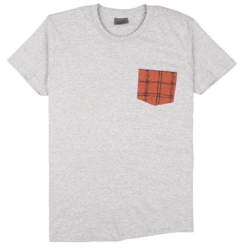 sage green pocket t-shirts versatile -Pocket Tee - Heather Grey - Big Slub Vintage Flannel - Red